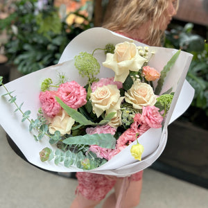 Online Peach Pinkish Colored Flowers Wrapped in Paper | Botanist Florist Auckland